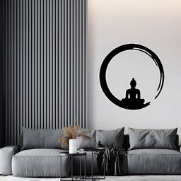 Wallpics Black Religious Gautam Buddha Printed Water Resistant Wall Sticker-image-42