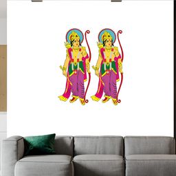 Wallpics Yellow & Purple Lord Rama Printed Water Resistant Wall Sticker-image-90