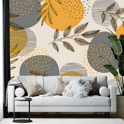 Wallpics Grey & Yellow Printed Self-Adhesive Wallpaper-11