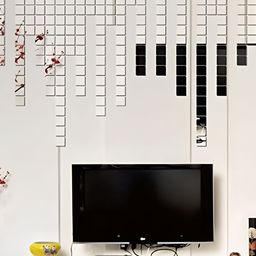 Wall1ders Silver Toned 100 Pieces Square 3D Acrylic Mirror Wall Stickers-15