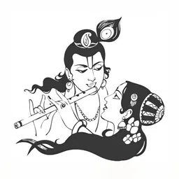 Wallpics White & Black Krishna Radha Printed Waterproof Wall Sticker-image-34