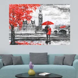 WENS Red & Grey Romantic Couple in London Street Wall Sticker-image-55