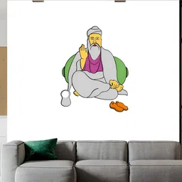 Wallpics Grey & Green Saint Printed Water Resistant Wall Sticker-33
