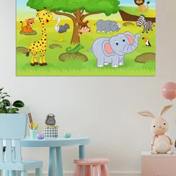 WENS Green & Yellow Ambiance of the Jungle Printed Vinyl Wall Sticker-image-2