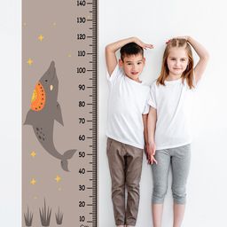 WENS Grey & Orange Colored Printed Cute Dolphin Height Chart Wall Decal-image-94