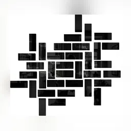 Wall1ders Black 35 Pieces Rectangle 3D Mirror Wall Stickers-34