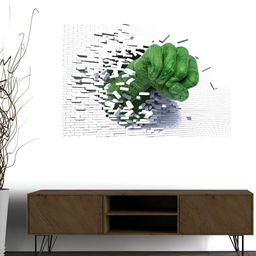 Wallpics Green & Grey Abstract Printed Water Resistant Wall Sticker-4