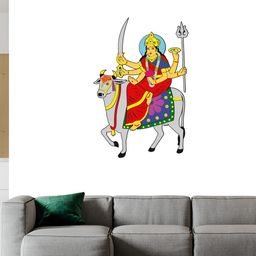 Wallpics Red & Blue Mata Ji Printed Waterproof Wall Sticker-image-55