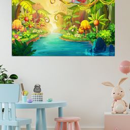WENS Green & Pink Wonderland Printed Vinyl Wall Sticker-image-7
