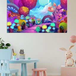 WENS Purple & Blue Printed Musical Concert by Cute Animals" Self Adhesive Wall Poster-image-45