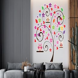 Wallpics Red & Pink Floral Printed Waterproof Wall Sticker-32