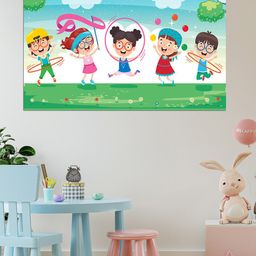 WENS Green & Blue Masti of Friends Printed Vinyl Wall Sticker-image-89
