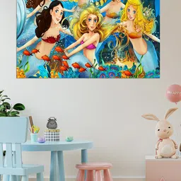 WENS Blue & Yellow The Little Mermaid Self Adhesive Wall Poster-image-22