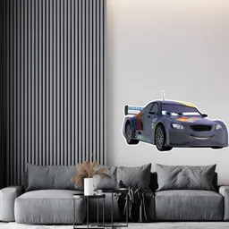 Wallpics White & Grey Car Printed Waterproof Wall Sticker-image-71