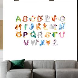 Wallpics White & Green Alphabet Printed Waterproof Wall Sticker-image-63