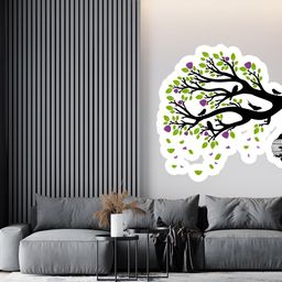 Wallpics Black & Green Tree with Bird Cage Printed Water Resistant Wall Sticker-8