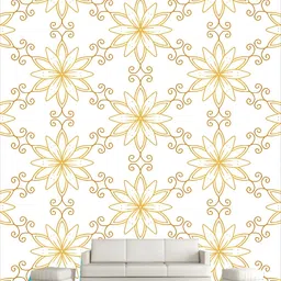 Aura White & Gold Abstract Printed Wall Stricker-21