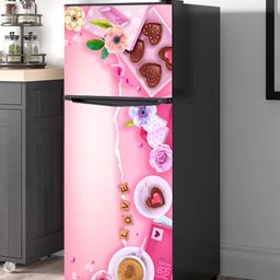 WallDaddy Pink Chocolate Heart-Printed Refrigerator Sticker-image-2