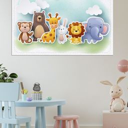 WENS Green & Brown Printed Animals Parade in Jungle Self Adhesive Wall Poster for Home Decor-image-55
