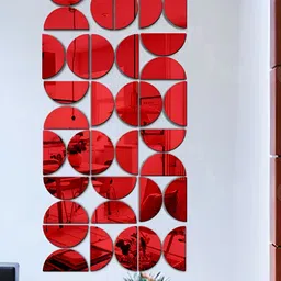 Wall1ders Red 36 Pieces 3D Acrylic Mirror Wall Stickers-image-44