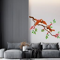 Wallpics Grey & Brown Birds Printed Water-Proof Wall Sticker-image-97