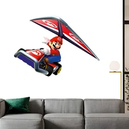 Wallpics Red & Blue Super Mario Printed Waterproof Wall Sticker-11