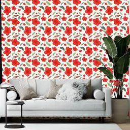 Wallpics Red & White Floral Printed Self-Adhesive Wallpaper-image-68