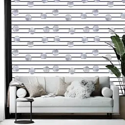 Wallpics White & Grey Abstract Printed Self-Adhesive Wallpaper-picture-0