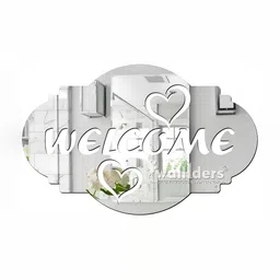Wall1ders Silver Toned Welcome Sign 3D Acrylic Mirror Wall Paper-image-97