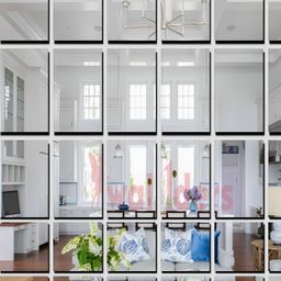 Wall1ders Silver Toned 30 Pieces Big Square 3D Mirror Wall Stickers-35