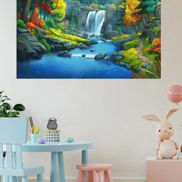 WENS Blue & Yellow Waterfall Art Self Adhesive Wall Poster-image-43