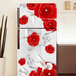 WallDaddy White & Red Floral-Printed Refrigerator Sticker-43