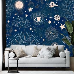 Wallpics Blue & Pink Abstract Printed Self-Adhesive Wallpaper-image-78