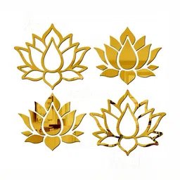 Wall1ders 4 Pieces Lotus Flowers Acrylic Wall Sticker-24
