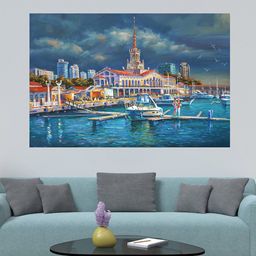 WENS Blue & Orange Landscape view of beloved city of Sochi Printed Vinyl Wall Sticker-image-27
