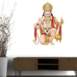 Wallpics Beige & Red Lord Hanuman JI Printed Waterproof Wall Sticker-image-77