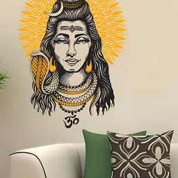 Wallpics Black & Yellow Lord Shiva Printed Waterproof Wall Sticker-picture-6