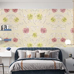 Dakshya Industries Beige & Pink Floral Printed Self-Adhesive Wallpaper-image-84