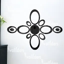 Wall1ders Black 12 Pieces Oval 3D Mirror Wall Stickers-image-58