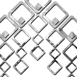 Wall1ders Silver Toned 30 Pieces Square-shaped 3D Acrylic Mirror Wall Stickers-image-89