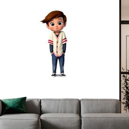 Wallpics White & Blue Tim Templeton Cartoon Printed Water Resistant Wall Sticker-image-54