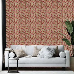 Wallpics Red & Yellow Geometric Printed Self Adhesive Wallpaper-10