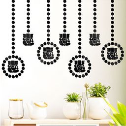 Wall1ders Black 110 Pieces 3D Acrylic Mirror Wall Stickers-30