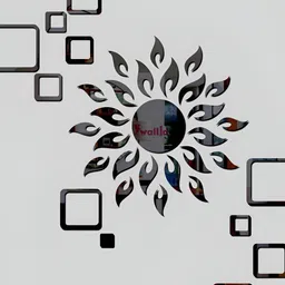 Wall1ders Black 13 Pieces Sun & Square 3D Acrylic Mirror Wall Stickers-image-84