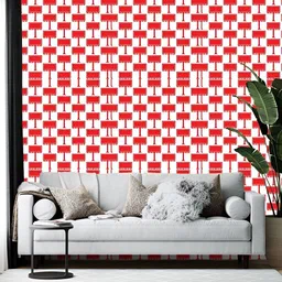 Wallpics Red & White Geometric Printed Self Adhesive Wall Sticker-15