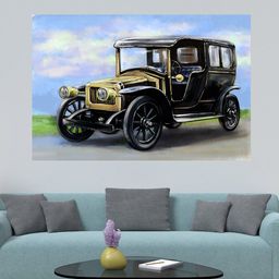 WENS Blue & Black Antique Vintage Retro Car Self Adhesive Wall Poster-image-75