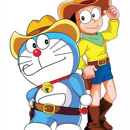 Wallpics White & Blue Doraemon & Nobita Cartoon Printed Water Resistant Wall Sticker-image-16