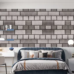 Dakshya Industries Grey Cement Brick Printed Self-Adhesive Wallpaper-image-79