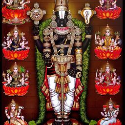 Wallpics Brown & Black Lord Vishnu with Maa Lakshmi Water Resistant Wall Sticker-image-30