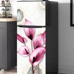 WallDaddy White & Pink Floral Printed Refrigerator Sticker-12